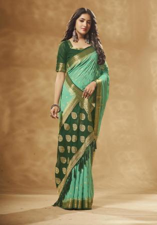 Picture of Superb Georgette Dark Olive Green Saree