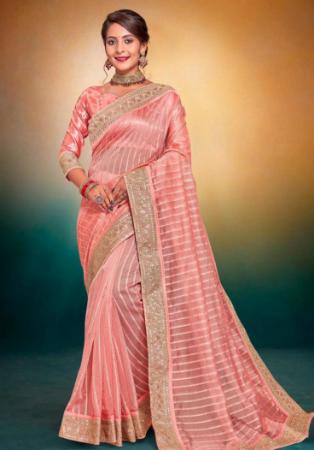 Picture of Gorgeous Satin Burly Wood Saree