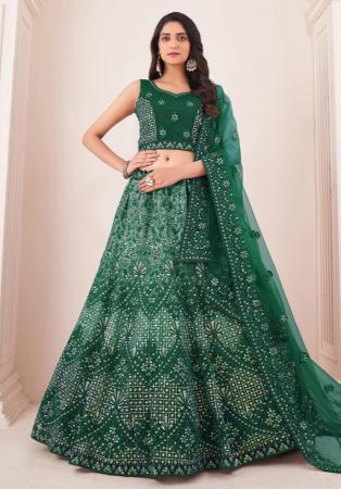 Picture of Marvelous Net Dark Green Lehenga Choli