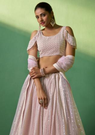 Picture of Charming Georgette & Silk Pink Lehenga Choli