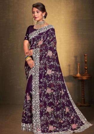 Picture of Fascinating Georgette Purple Saree