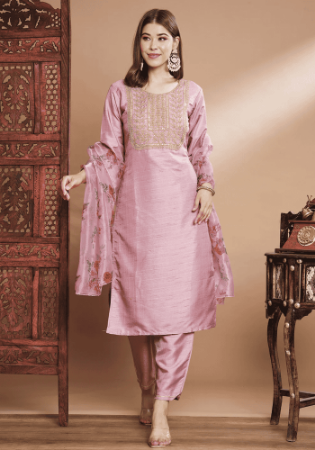 Picture of Splendid Silk Rosy Brown Readymade Salwar Kameez