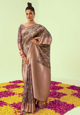 Picture of Beautiful Silk Rosy Brown Saree