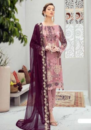 Picture of Georgette Rosy Brown Straight Cut Salwar Kameez