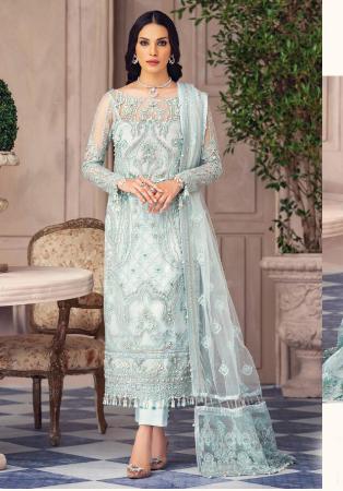 Picture of Georgette Dark Sea Green Straight Cut Salwar Kameez