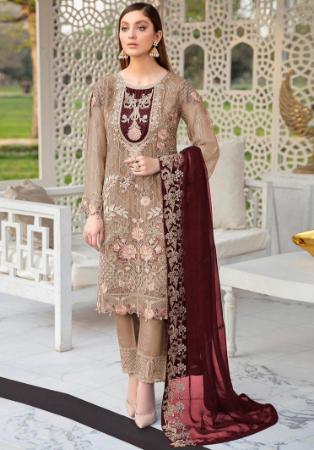 Picture of Georgette Rosy Brown Straight Cut Salwar Kameez