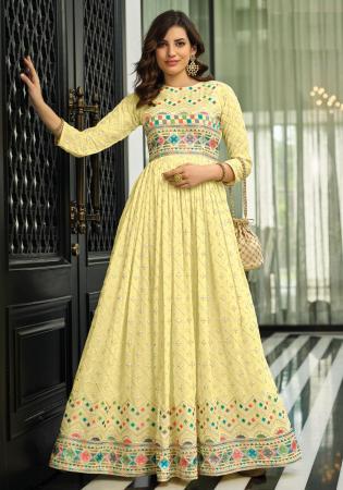 Picture of Appealing Georgette Khaki Anarkali Salwar Kameez