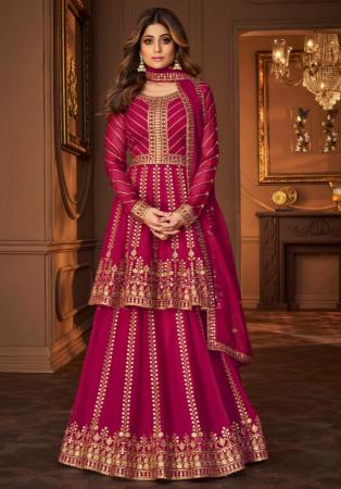 Picture of Delightful Georgette Deep Pink Anarkali Salwar Kameez