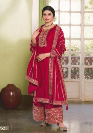 Picture of Georgette Deep Pink Straight Cut Salwar Kameez