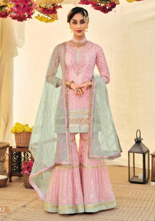 Picture of Ideal Georgette Pink Straight Cut Salwar Kameez