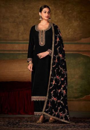 Picture of Nice Georgette Black Straight Cut Salwar Kameez