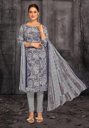 Picture of Crepe Light Slate Grey Straight Cut Salwar Kameez