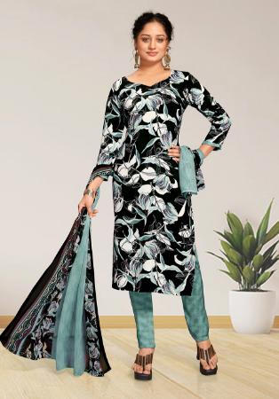 Picture of Shapely Crepe Black Straight Cut Salwar Kameez