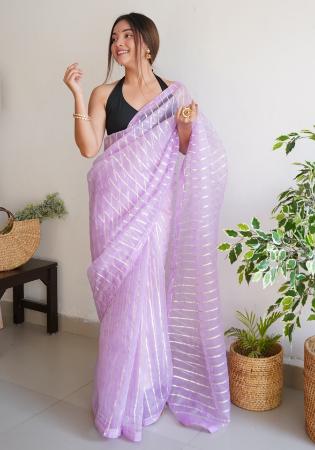 Picture of Pretty Organza Light Steel Blue Saree