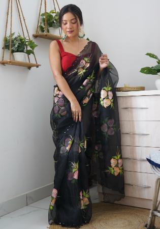 Picture of Pretty Organza Black Saree