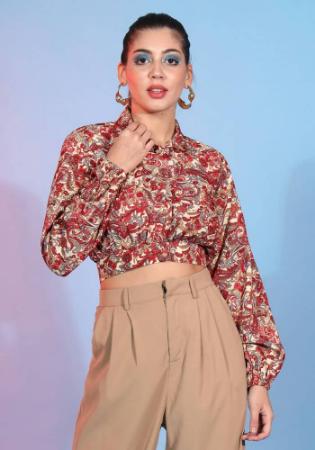 Picture of Resplendent Rayon & Crepe Tan Kurtis And Tunic