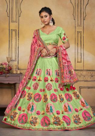 Picture of Ideal Silk Dark Khaki Lehenga Choli