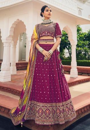 Picture of Beautiful Chiffon Dark Magenta Lehenga Choli