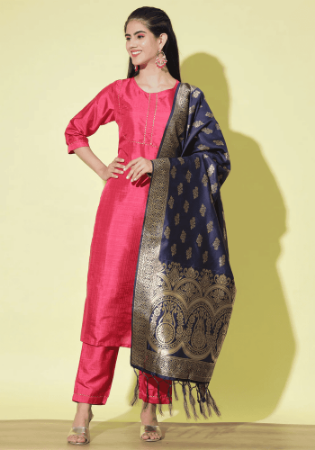 Picture of Cotton & Silk Fire Brick Readymade Salwar Kameez