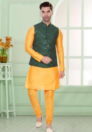 Picture of Pretty Silk Yellow Kurtas