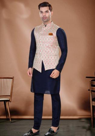 Picture of Graceful Silk Navy Blue Kurtas