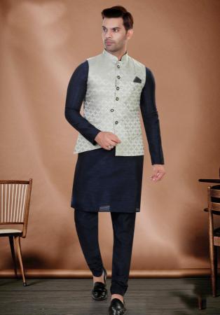 Picture of Appealing Silk Navy Blue Kurtas