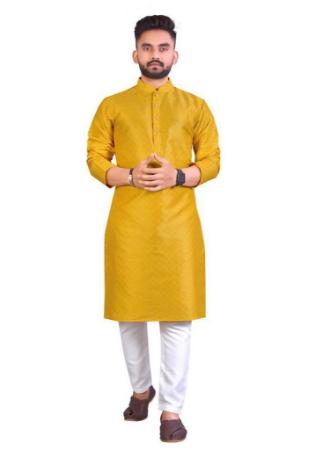 Picture of Splendid Silk Yellow Kurtas