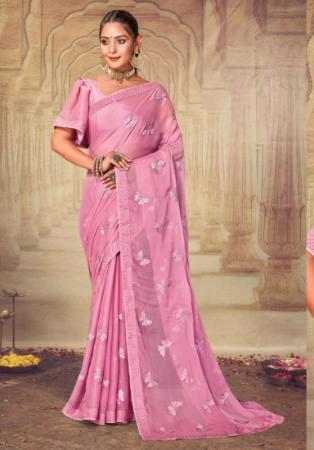 Picture of Sublime Chiffon Pale Violet Red Saree