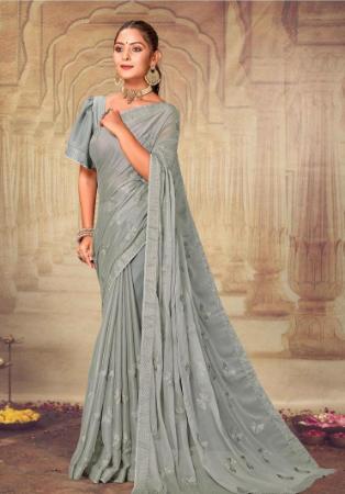 Picture of Grand Chiffon Dark Grey Saree