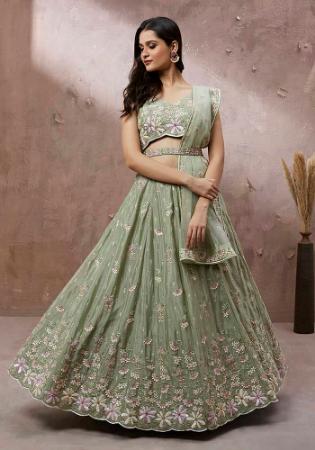 Picture of Lovely Georgette Dark Sea Green Lehenga Choli