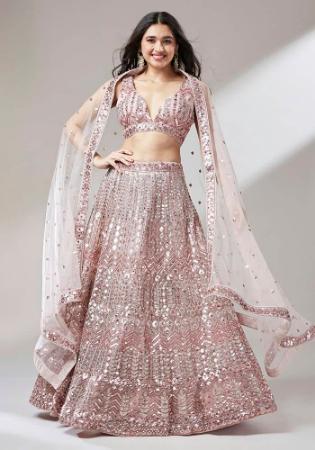 Picture of Good Looking Net Rosy Brown Lehenga Choli