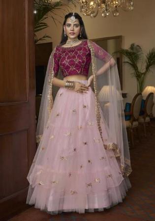 Picture of Shapely Net & Silk Rosy Brown Lehenga Choli