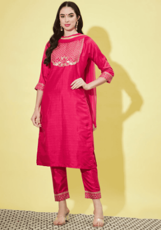 Picture of Shapely Silk Deep Pink Readymade Salwar Kameez