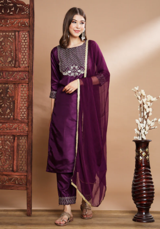 Picture of Taking Silk Purple Readymade Salwar Kameez