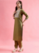 Picture of Silk Dark Olive Green Readymade Salwar Kameez