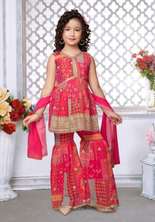 Picture of Splendid Georgette Pale Violet Red Kids Lehenga Choli