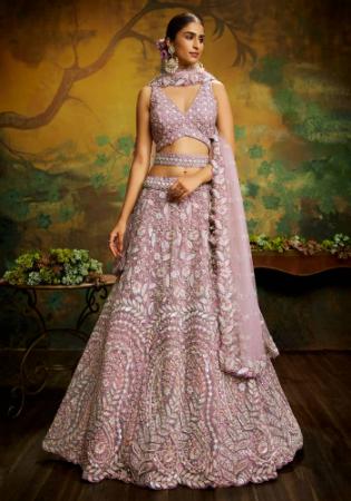 Picture of Amazing Net Rosy Brown Lehenga Choli