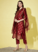 Picture of Cotton & Silk Maroon Readymade Salwar Kameez