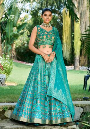 Picture of Comely Silk Dark Cyan Readymade Lehenga Choli