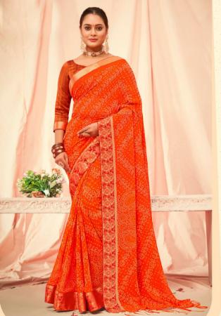 Picture of Graceful Georgette Orange Red Saree