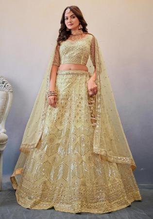 Picture of Exquisite Net Tan Lehenga Choli