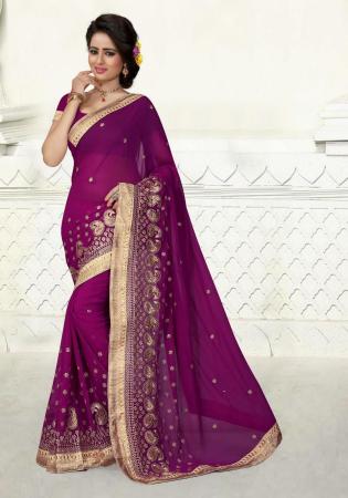 Picture of Alluring Georgette Purple Saree