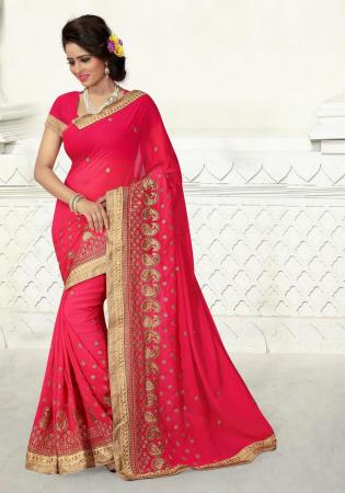 Picture of Wonderful Georgette Crimson Saree