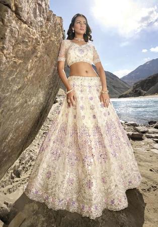 Picture of Exquisite Net Tan Lehenga Choli