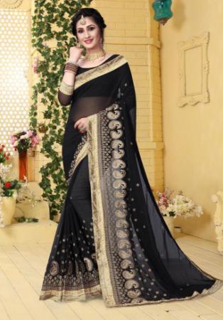 Picture of Nice Georgette Black Saree