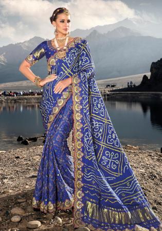 Picture of Exquisite Satin Dark Slate Blue Saree