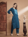 Picture of Silk Midnight Blue Straight Cut Salwar Kameez