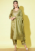 Picture of Silk Dark Olive Green Straight Cut Salwar Kameez