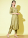 Picture of Silk Dark Olive Green Straight Cut Salwar Kameez