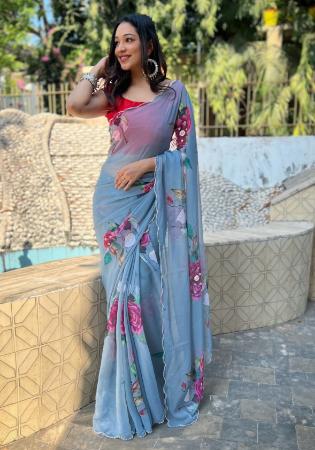 Picture of Classy Georgette Cadet Blue Saree